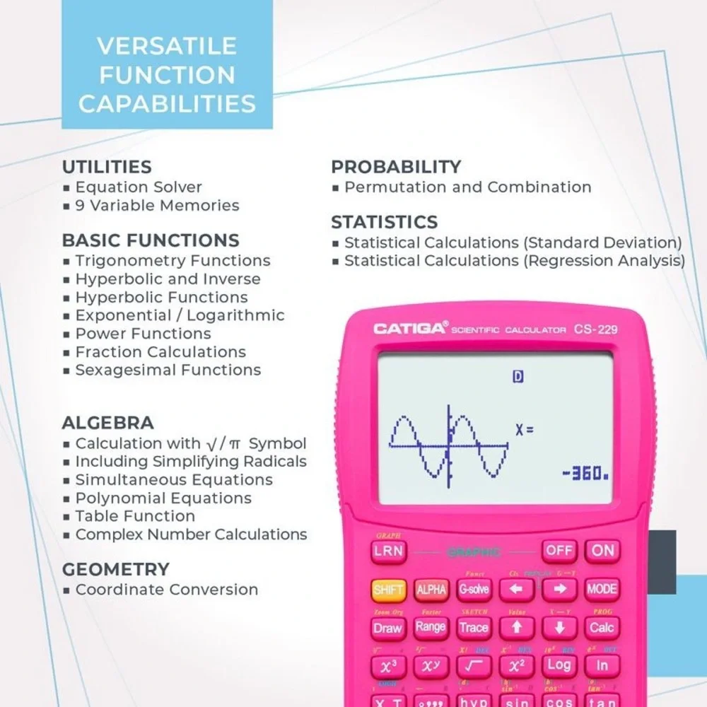 CATIGA CS229 Scientific Calculator with Graphics Functions, Multiple Modes